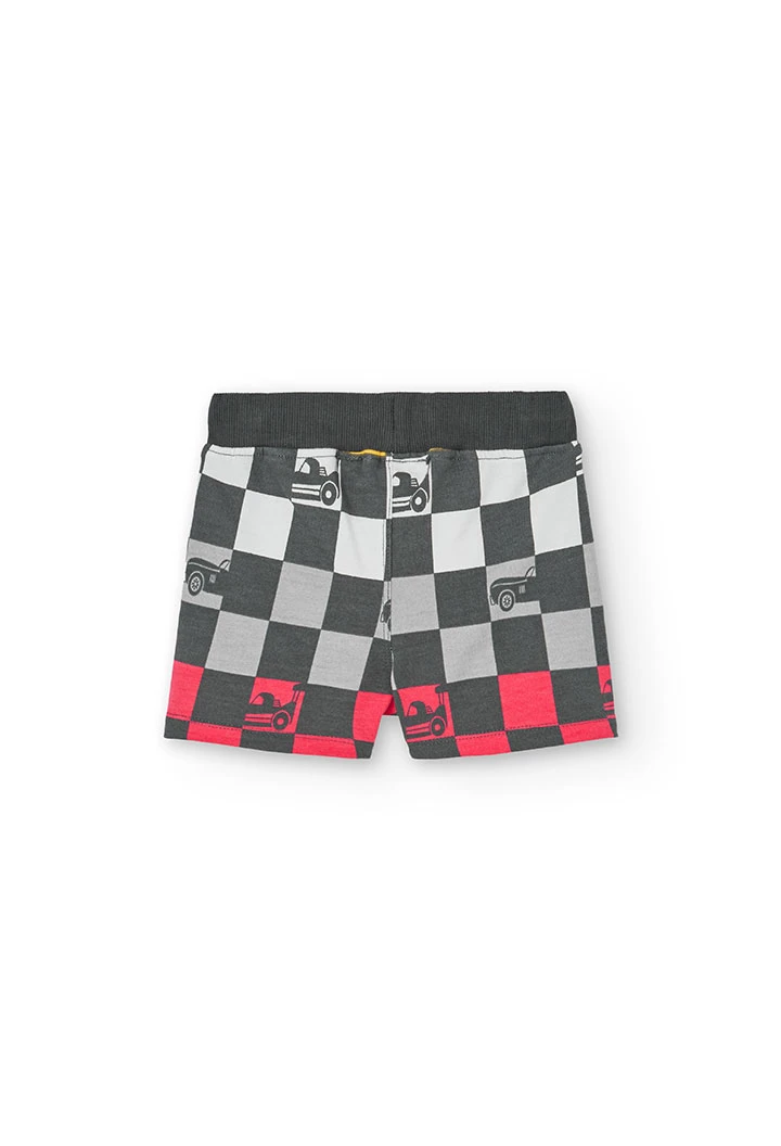 Bermudes de punt per a nadó nen amb estampat en color gris i vermell