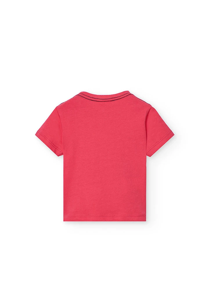 T-shirt en maille pour bébé garçon avec motif automobile en couleur fraise