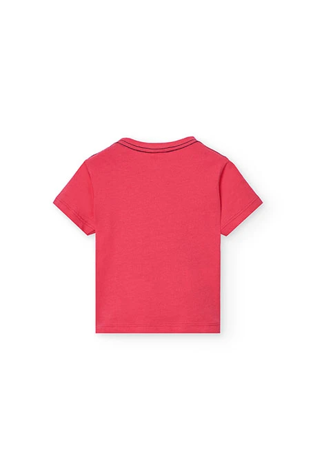 T-shirt en maille pour bébé garçon avec motif automobile en couleur fraise