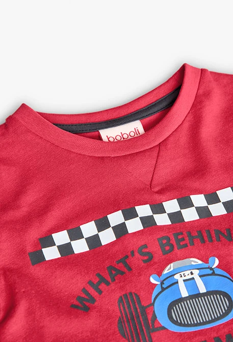 T-shirt en maille pour bébé garçon avec motif automobile en couleur fraise