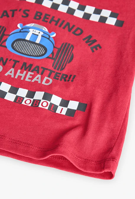 T-shirt en maille pour bébé garçon avec motif automobile en couleur fraise