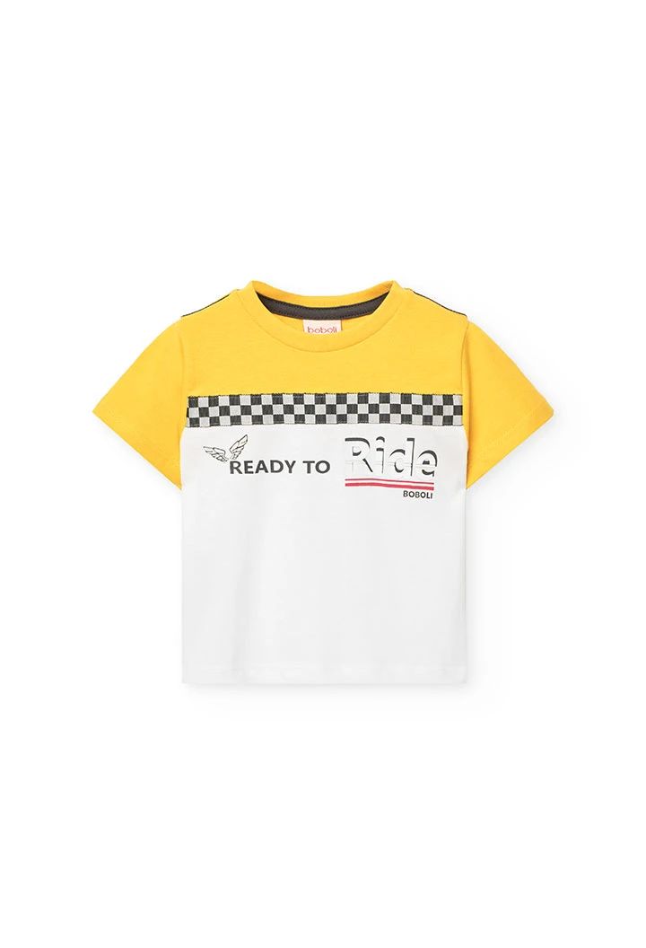 Baby boys\' knit T-shirt in yellow colour