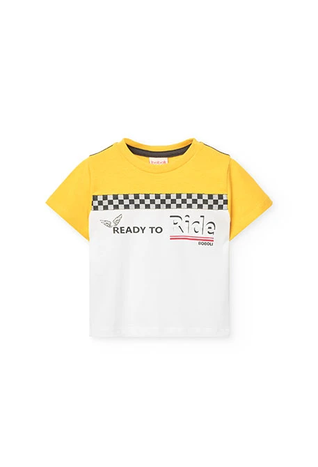 T-shirt en tricot pour bébé garçon de couleur jaune