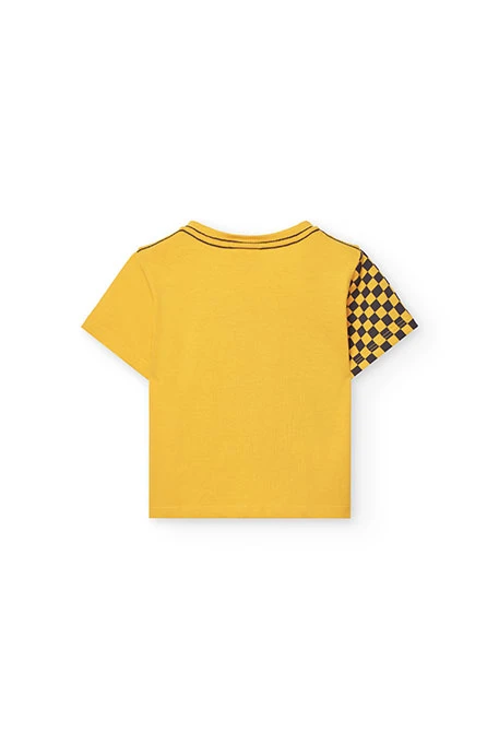 Baby boy knitted t-shirt and shorts set in yellow
