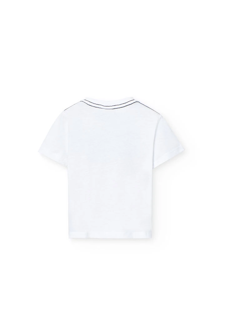 T-shirt en tricot pour bébé garçon de couleur blanche avec imprimé