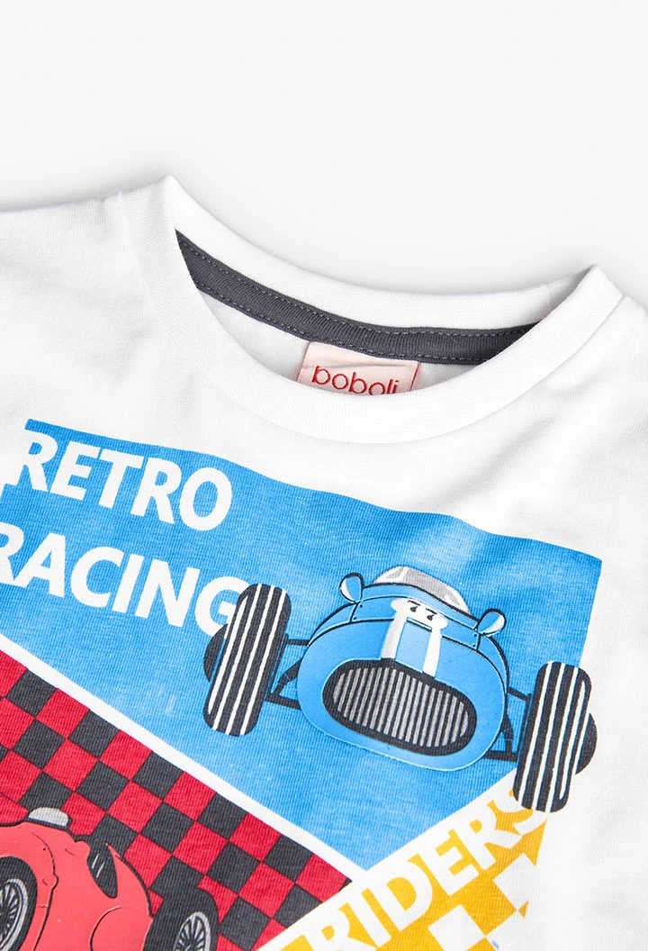 T-shirt en tricot pour bébé garçon de couleur blanche avec imprimé