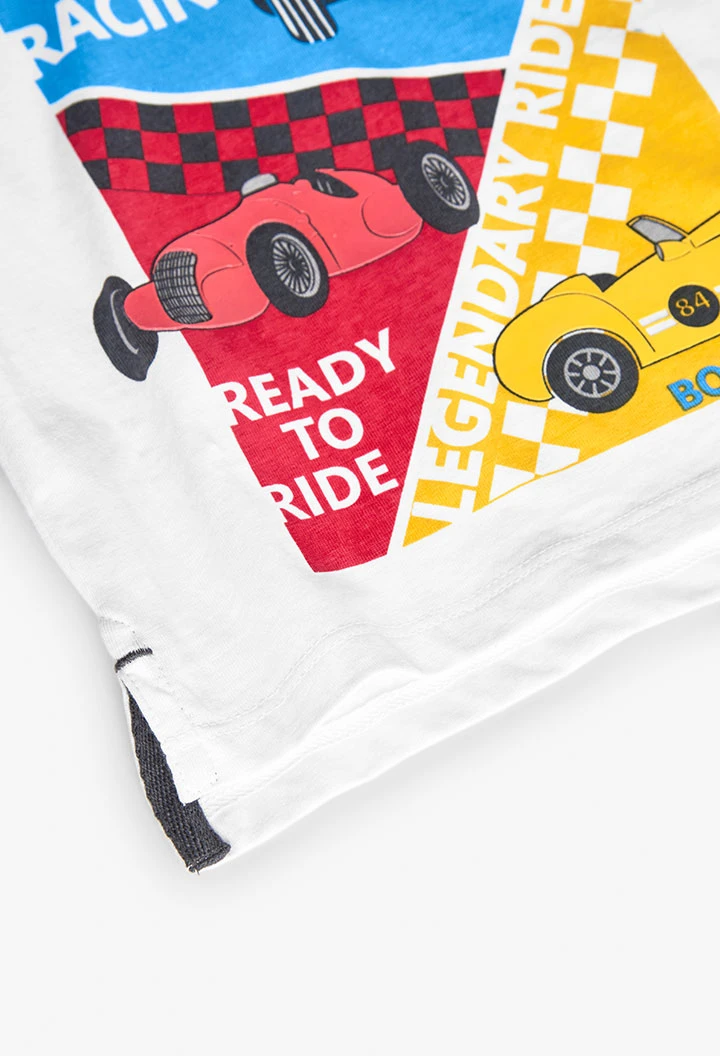 T-shirt en tricot pour bébé garçon de couleur blanche avec imprimé