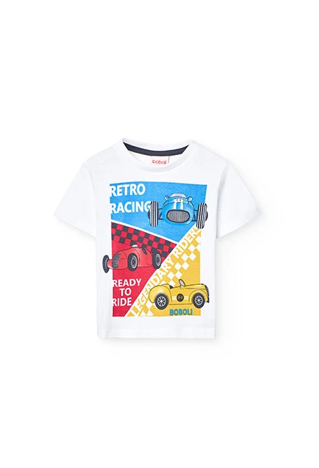 T-shirt en tricot pour bébé garçon de couleur blanche avec imprimé