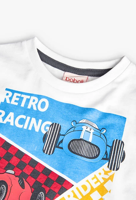 T-shirt en tricot pour bébé garçon de couleur blanche avec imprimé