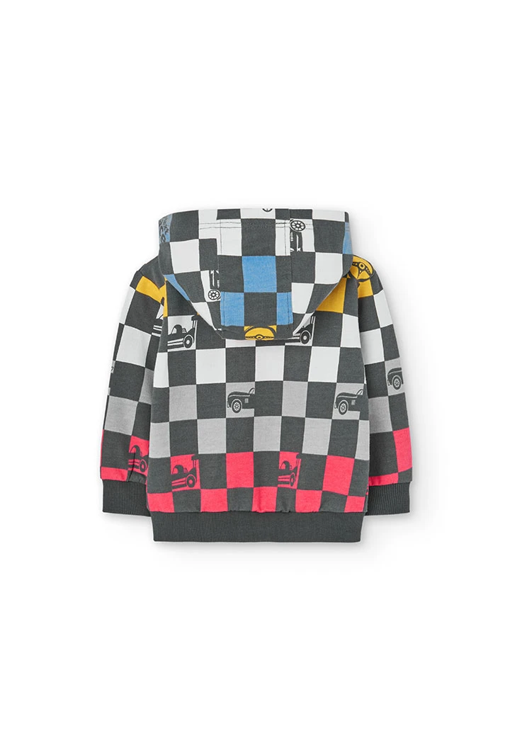 Baby boy plush jacket with racing print