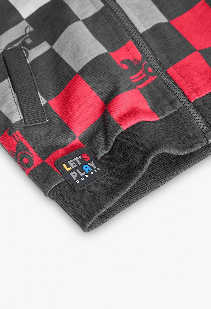 Baby boy plush jacket with racing print
