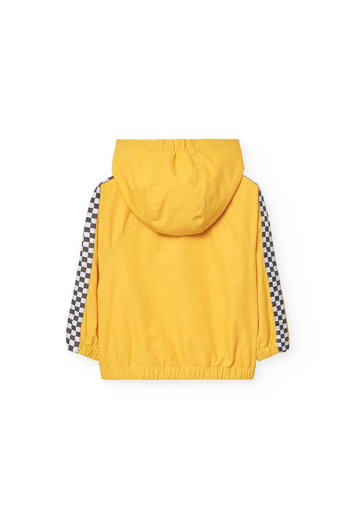 Knitted parka for baby boy in yellow colour