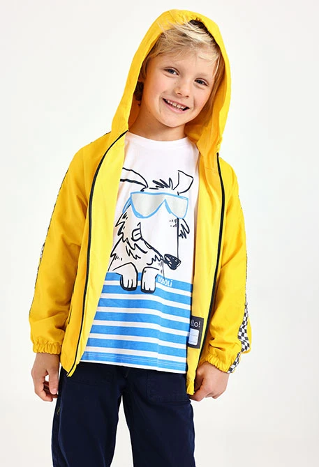Parka en maille pour bébé garçon de couleur jaune