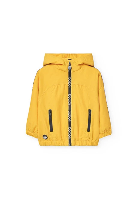 Parka en maille pour bébé garçon de couleur jaune