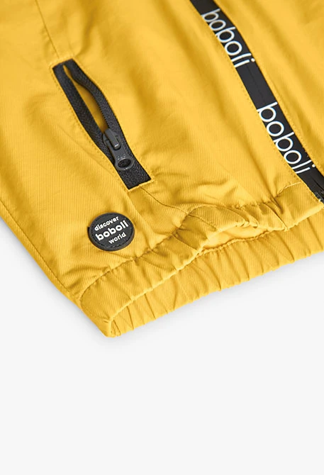 Parka en maille pour bébé garçon de couleur jaune