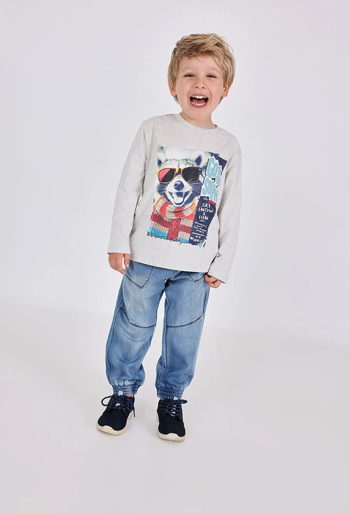 Pantalón denim niño elástico azul