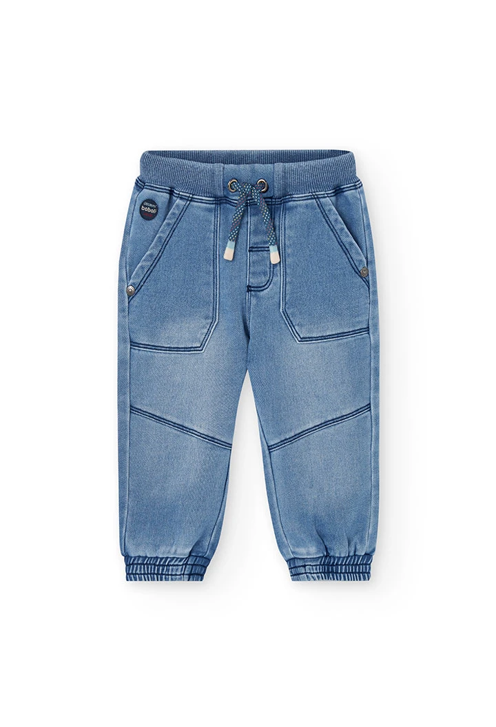 Pantalón denim niño elástico azul