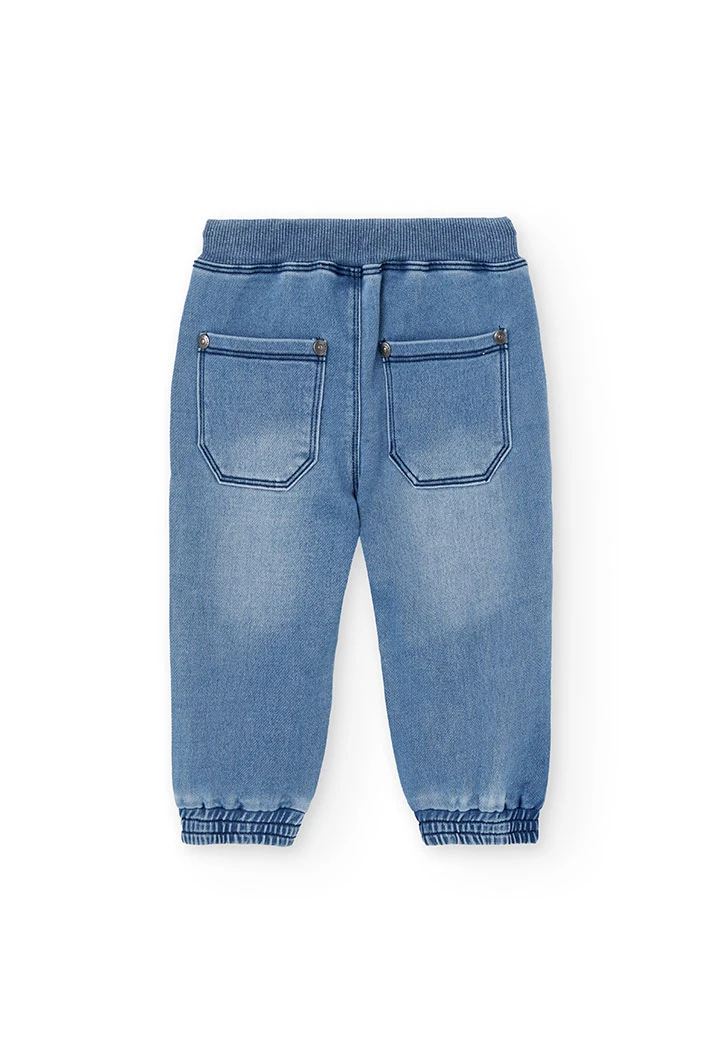 Pantalón denim niño elástico azul