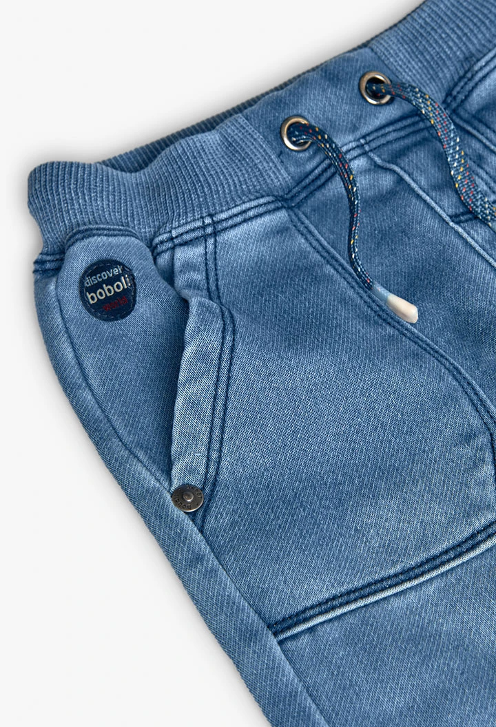 Pantalón denim niño elástico azul