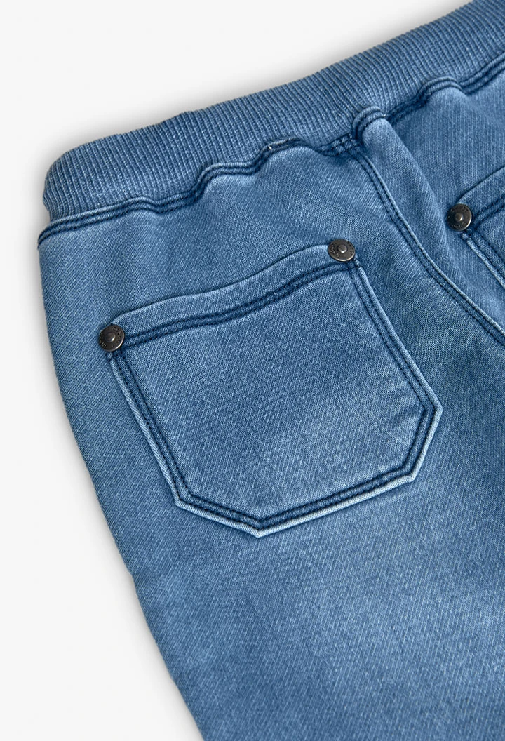 Pantalón denim niño elástico azul