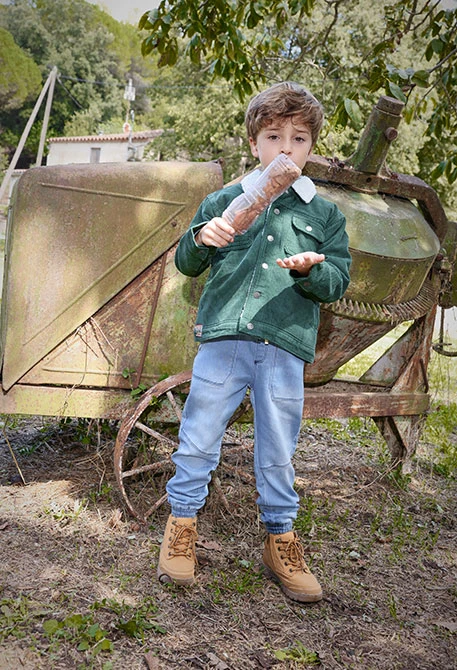 Elastic blue denim trousers for boy