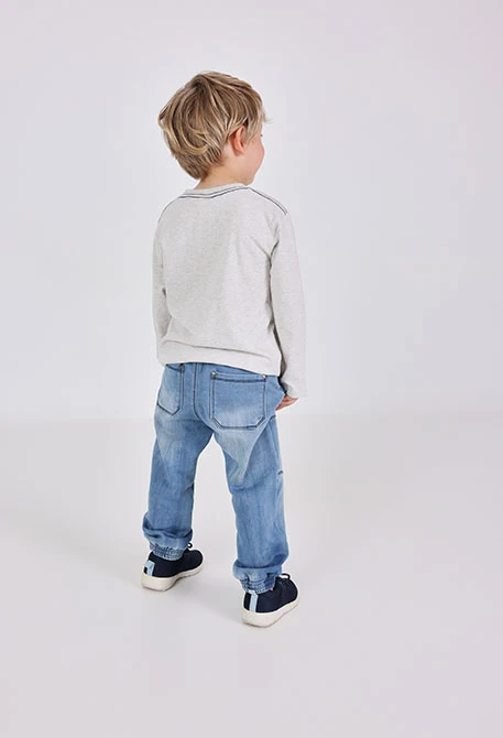 Pantalón denim niño elástico azul