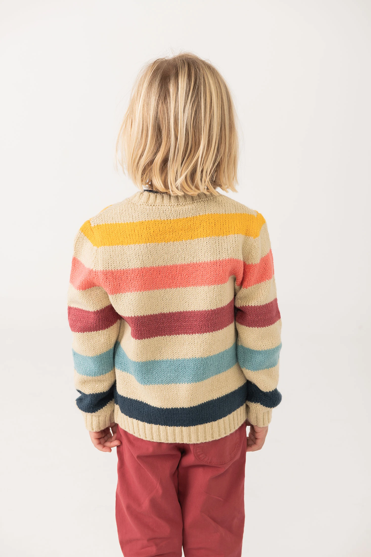 VERTBAUDET Pull à Larges Rayures Garçon Maille Fine Raye Ecru