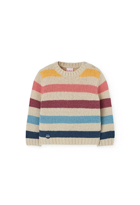 Camisola de malha às riscas para menino