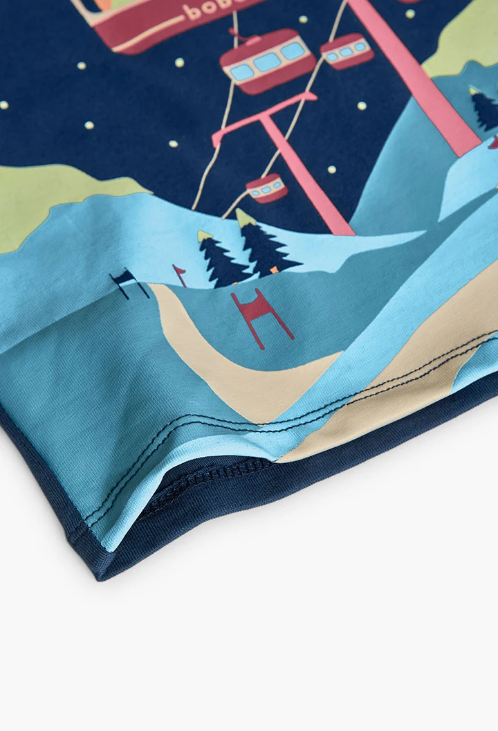 Jungen T-Shirt marineblaues Punkt Seilbahn