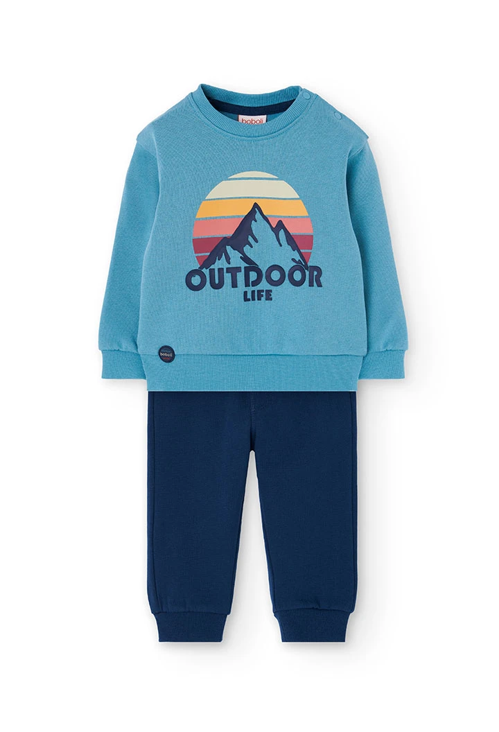 Conjunto niño felpa paisaje montañoso verde