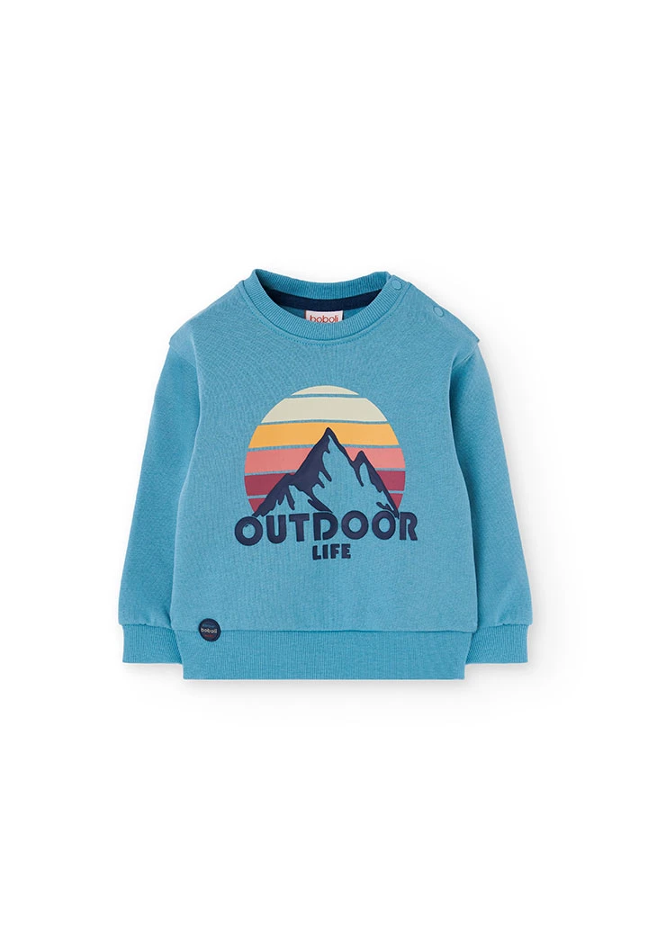Conjunto niño felpa paisaje montañoso verde
