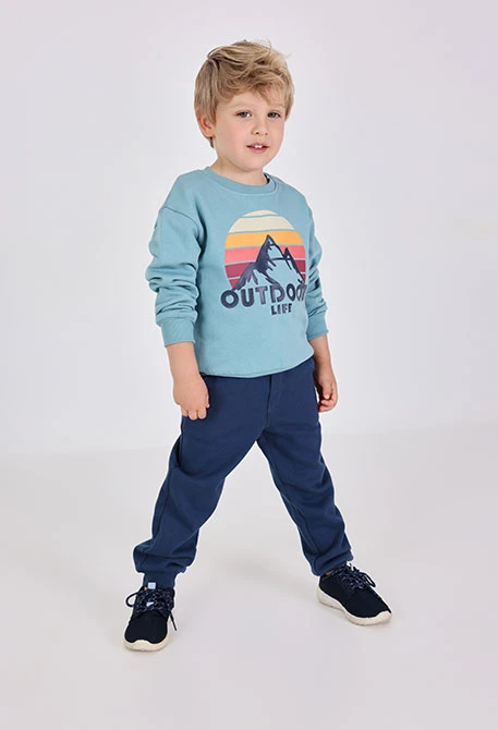 Boys\' set fleece green mountainous landscape