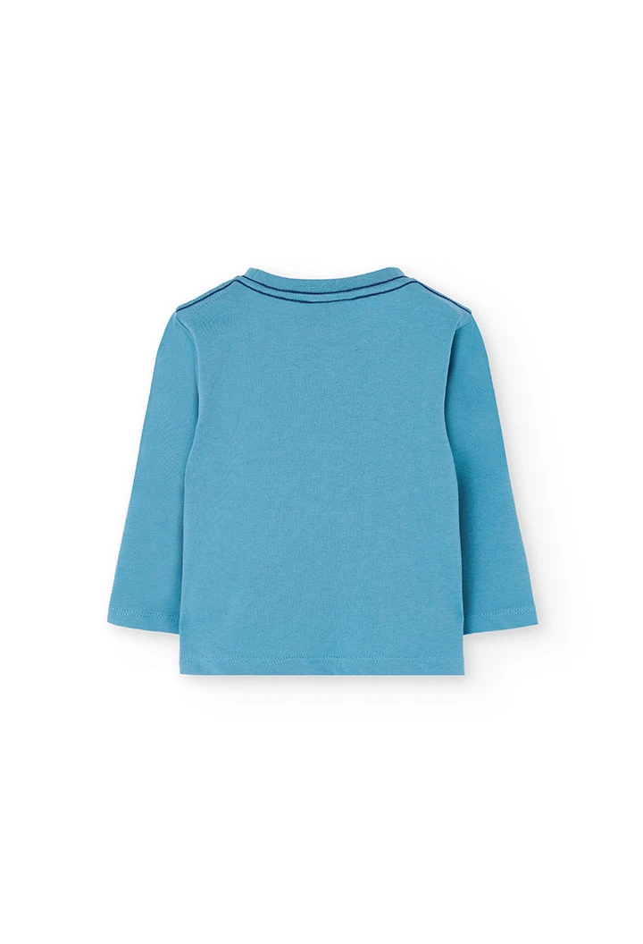 Camiseta niño punto estampada verde turquesa
