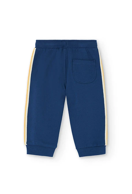 Jungenhose aus marineblauem Fleece mit Streifen