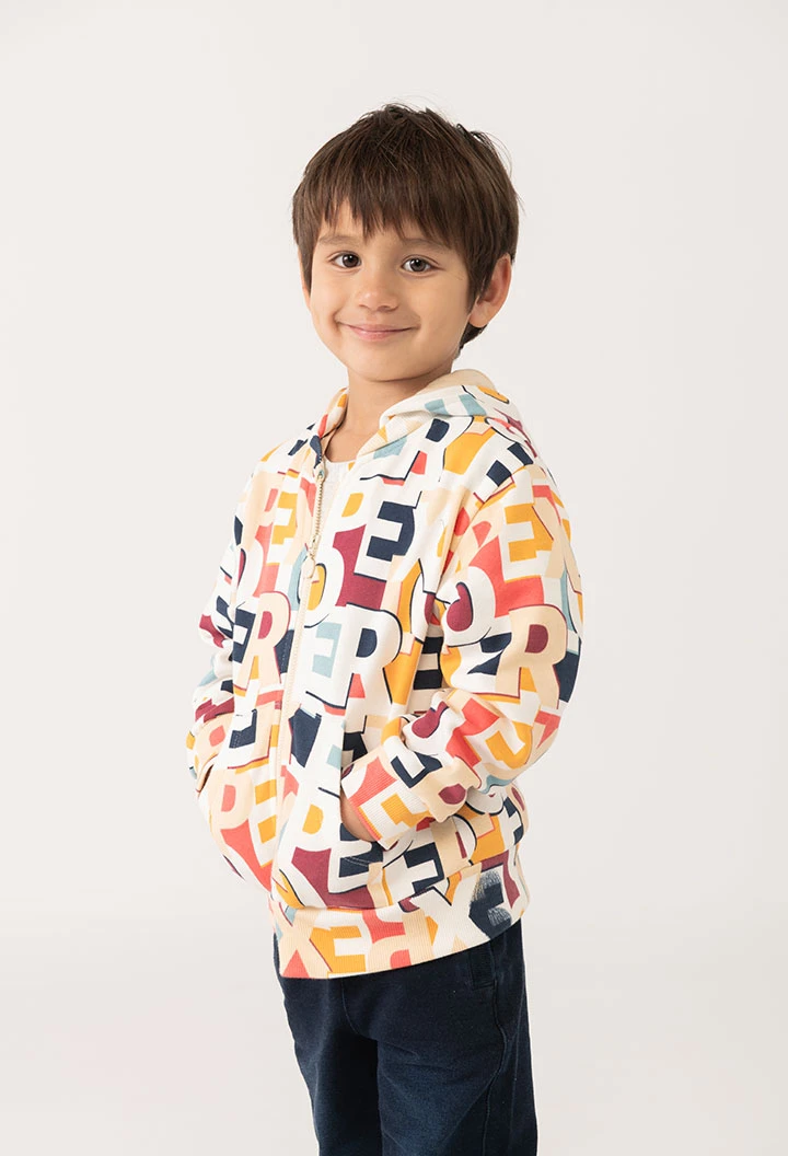 Veste garçon en peluche lettres colorées