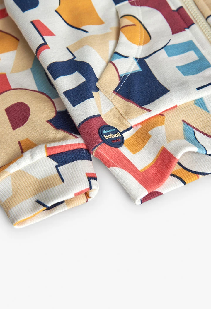 Veste garçon en peluche lettres colorées