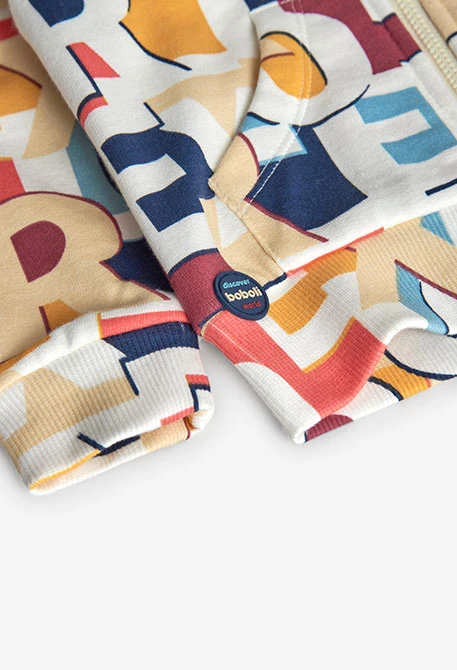 Veste garçon en peluche lettres colorées