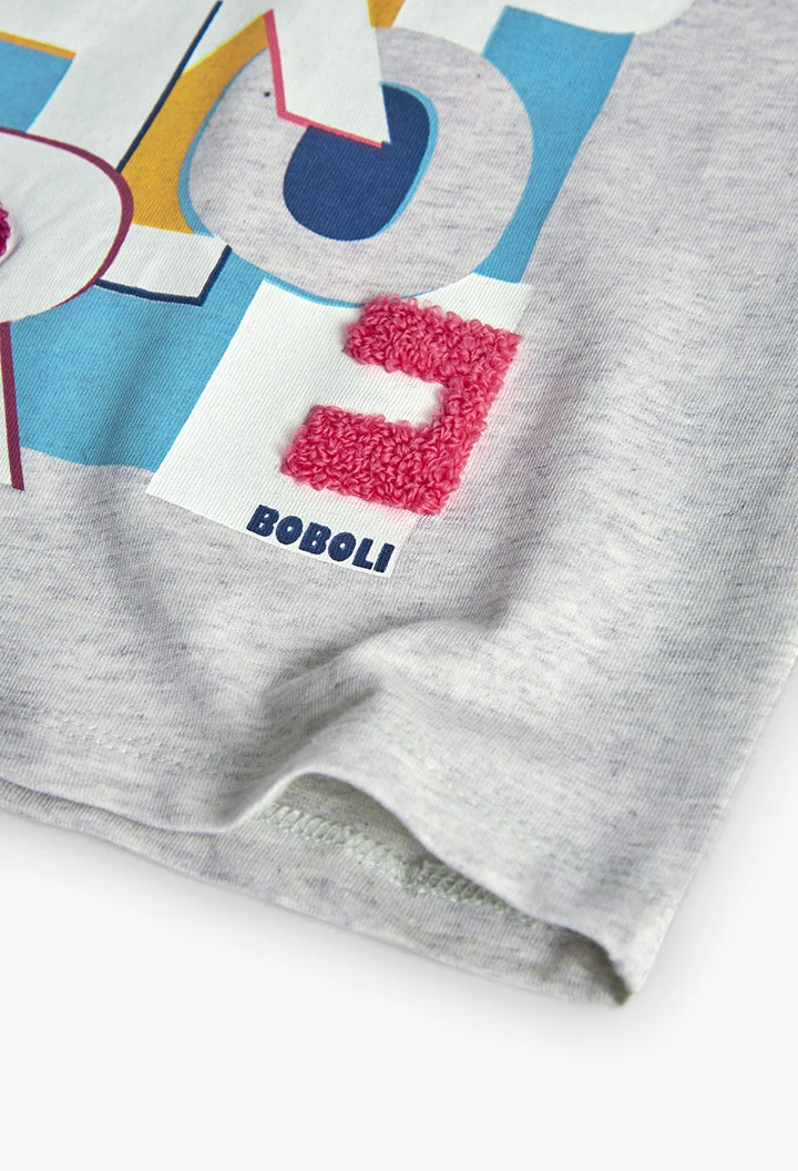 Jungen-T-Shirt aus rohweißem Strick mit Buchstaben