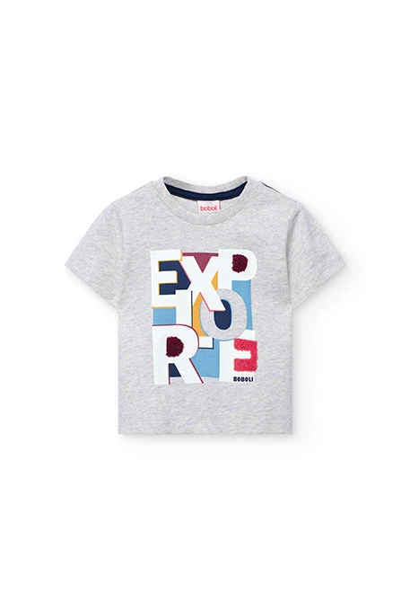 T-shirt garçon en maille écrue lettres