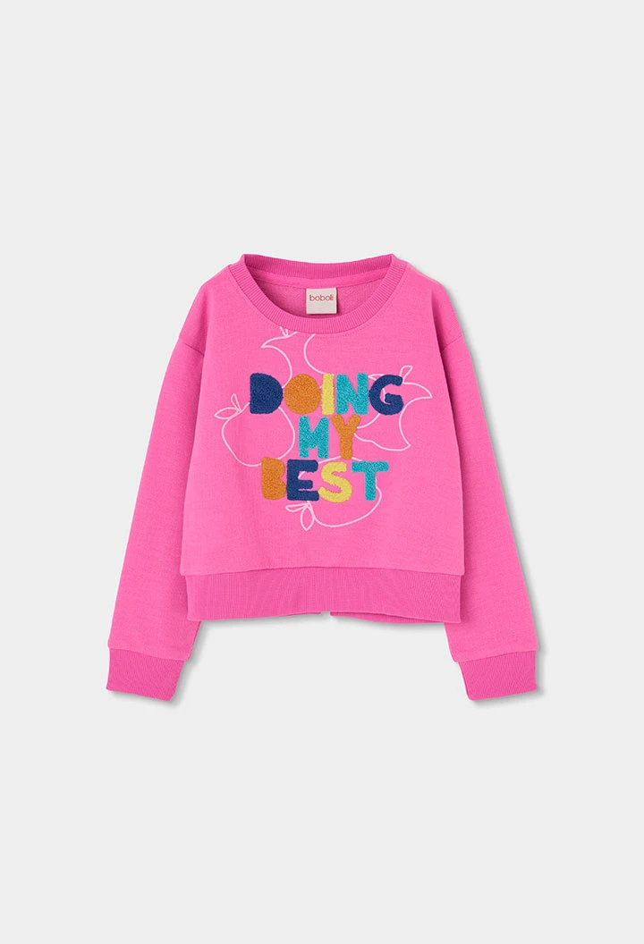 Jersey niña algodón estampado rosa