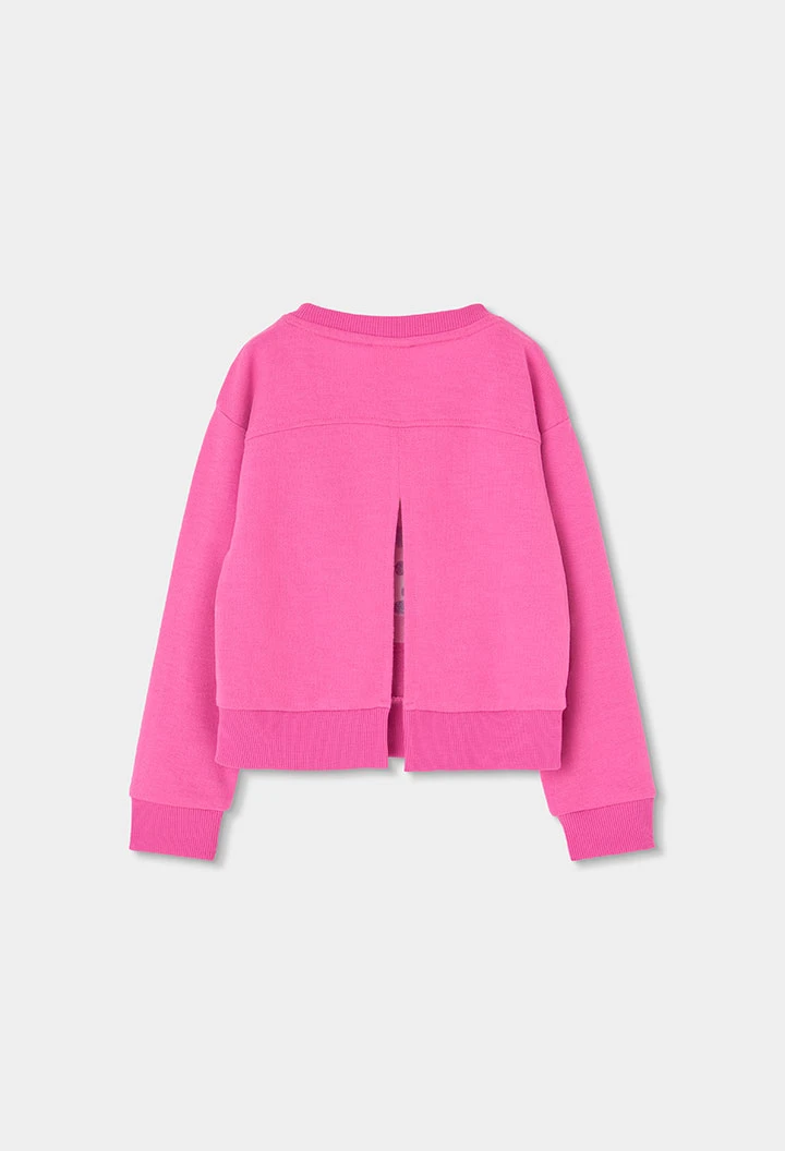 Maglione bambina in cotone stampato rosa