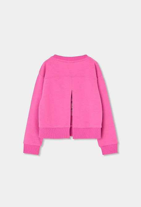 Maglione bambina in cotone stampato rosa