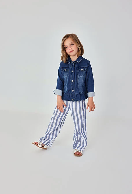 Pantalon fille lin rayé