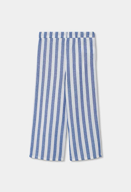 Calças de linho às riscas para menina