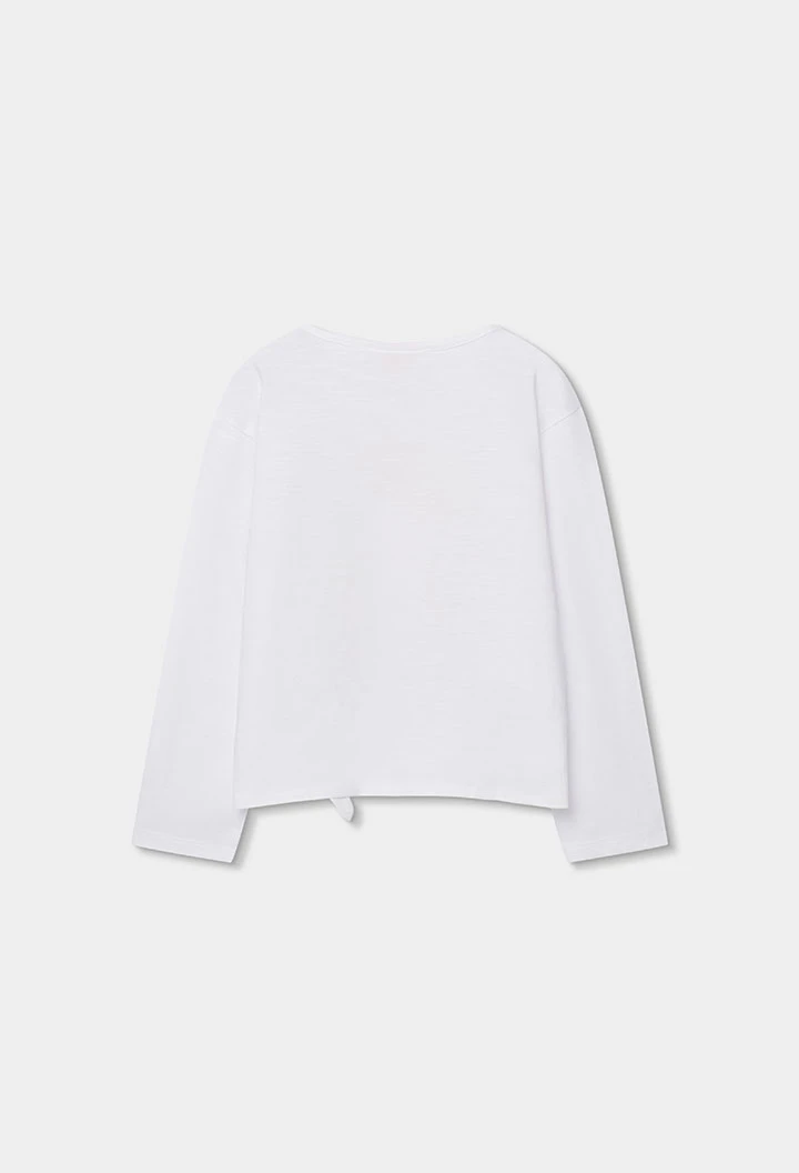 Long sleeve white jersey knit girl?s t-shirt