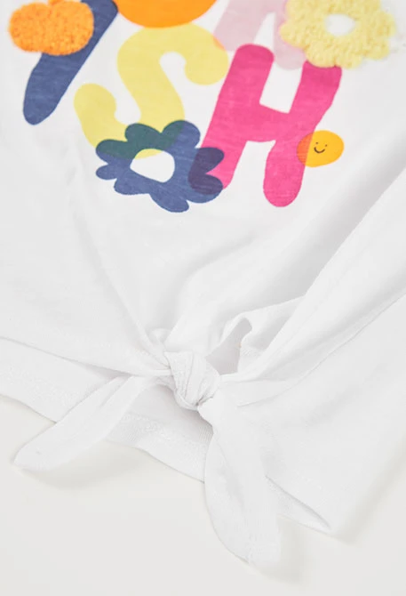 Camisola menina manga comprida malha branca