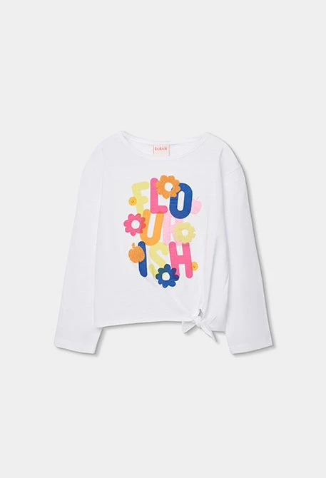 Long sleeve white jersey knit girl?s t-shirt
