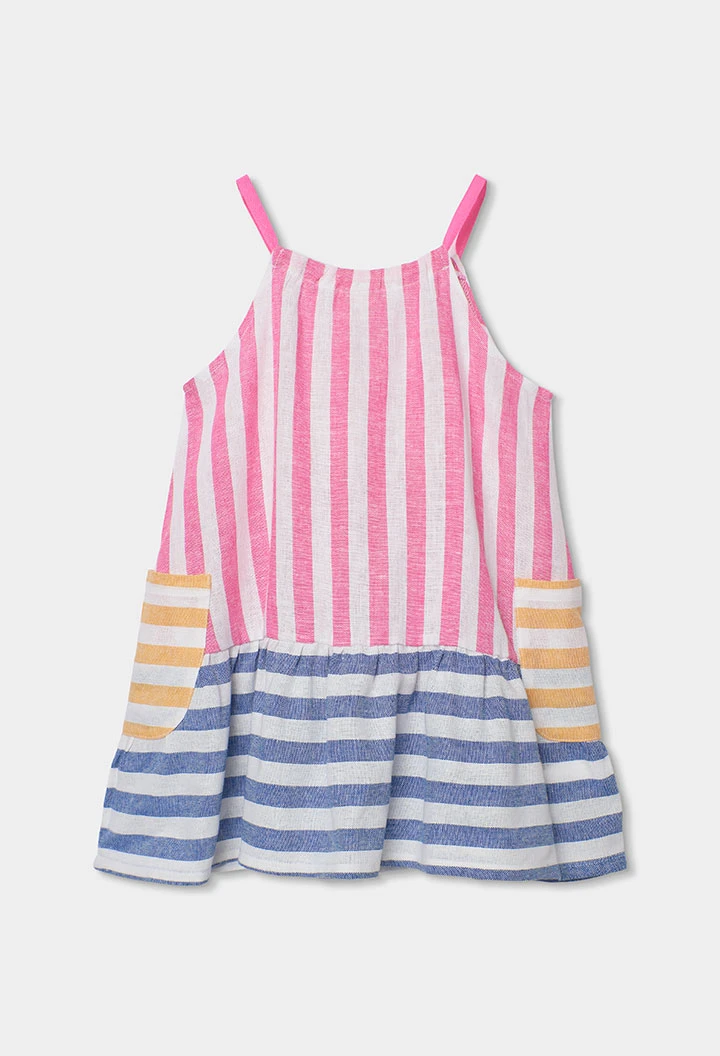 Girl's Striped Linen Dress