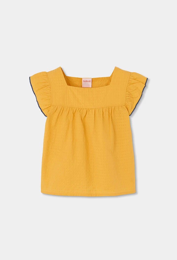Blouse fille popeline jaune