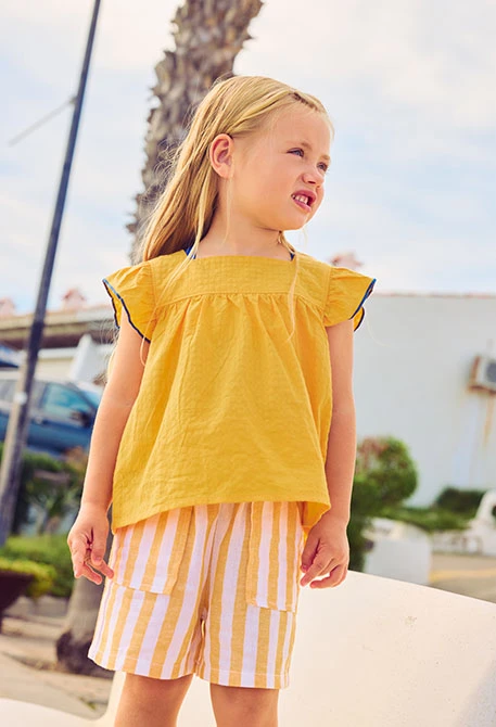 Blusa niña popelín amarillo